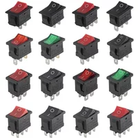 10/100Pcs KCD1 2/3/4Pin 15*21mm ON-OFF Boat Car Rocker Switch 6A 250V AC,10A 125V AC Power Switch With Red Green Light Switch