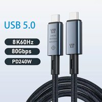 New USB 5.0 Cable 80Gbps 240W 16K/60Hz Video for Thunderbolt 5 Type C Fast Charging for IPhone 17 Macbook Pro IPad