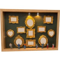 DIY Mini Museum Silhouette Box, Family Memory Photo Display Case Frame Silhouette Box With Light, Mini Frames & Figurines