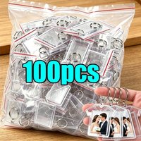 5/100pcs Blank Acrylic Keychain DIY Transparent Picture Frame Custom Photo Insert Double Side Clear Gift Pendant Key Holder