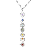 HIPEE 7 Chakra Yoga Necklace with Colorful Stone Stainless Steel Pendant for Meditation Boho Spiritual Gift