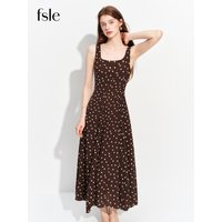 FSLE 2026 Summer Women's Square Neck A-Line Midi Dress, Sleeveless Waist-Cinching Flowy Maxi for Minimalist Quiet Luxury Style