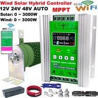 WIFI 4000W Wind Solar Hybrid Charge Controller with Equalizer, 12V 24V 48V AUTO, MPPT for Solar and Wind, for Lithium Lead Batte