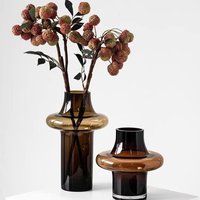 Amber Flower Vase Art Glass Vase Table Ornament Living Room Wet Dry Flowers Arrangement Device Home Decoration