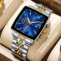 Luxury Men's Square Watch Stainless Steel Strap Men Business Quartz Wristwatches Relogio Masculino (Without Box)