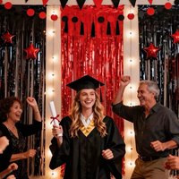 4Pcs Glitter Black Red Tassel Banner, ideal for engagement party, bridal shower and various celebration scene decor