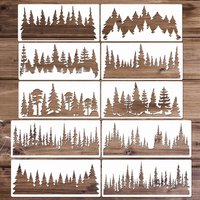 10-Piece Pine Tree Stencil, Size 14 X 6inch Cm, Reusable Large Tree Stencil, Suitable for Painting on Walls, Wooden Windows, Furniture, Fabrics, Canvas, and Other Home Decorations
