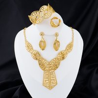 GOLD COLOR JEWELRI 24k gold Plated jewelry set weddings earrings necklace ring Accessory luxury Party Gifts