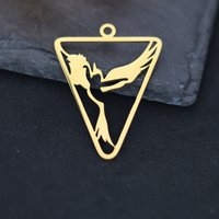 3pcs/lot Dancing Woman with Phoenix Triangle Stainless Steel Pendant Charms for Jewelry Making Necklace Findings diy Accessories