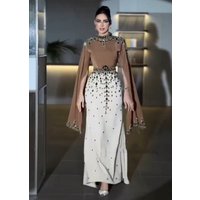 Customized Formal Jersey Sequined Pattern Mermaid High Collar Long Bespoke Occasion Evening Dresses Fashion