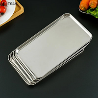 【A1】Rectangle Steel Tray Commercial Buffet Presentation Tray Food Serving Plate Rice Noodle Pan Dishes Storage Organizer