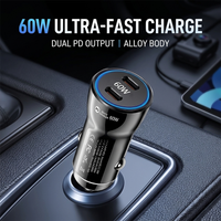 Dual USB C Car Charger 60W PD Fast Charge Power Adapter For iPhone 17 16 Pro Max For Samsung S24 For iPad Dash Cam Stable Plug