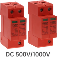 SPD photovoltaic surge protector DC 500V 1000V 2p DC1000V 20KA ~ 40ka low voltage arrester room DIN guide rail 2-pole protector