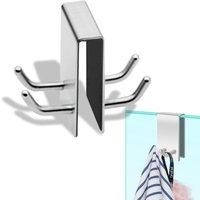 Towel Hooks Over Shower Door Frameless Glass Hanger for Bathroom Brushed Nickel Razor Squeegee Loofah Robe Holder
