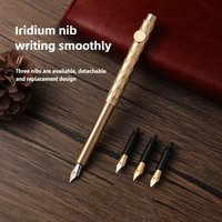 Student Scalable Metal Fountain Pen Handwriting Artist Writing Vintage Brass Pens Retro Short Mini Pocket Pen School Supplies