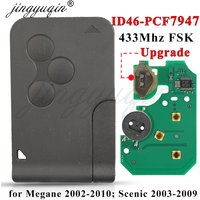 jingyuqin For 2003 2004 2005 2006 2007 2008 Renault Megane II Scenic II Grand PCF7947A 433Mhz ID46 Chip Remote Car Key Card
