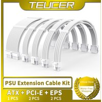 TEUCER TC-35 Series PSU Extension Cable Kit Solid Color Cable Solid Combo 350mm ATX24Pin PCI-E8Pin CPU8Pin With Combs