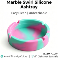 Unbreakable Silicone Ashtray - Easy Clean Marble Swirl Design, 8.3cm Portable & Durable, Heat-Resistant Non-Slip Ash Tray