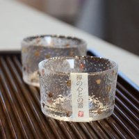Japanese Gold Hammered Glass Ins Style Kung Fu Tea Gold Rimmed Sake Cup Master Tea Bowl Tea Set Home Kitchenware