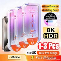 1-3 Stück, oleophobe Beschichtung, staubfrei, einfache Anbringung, Displayschutzfolie für iPhone 13, 11, 16, 12, 14, 15 Pro Max, Mini, XS, XR, Glas, 2028.