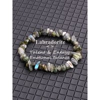 Reiki Labradorite Stone Beaded Bracelet Enhances Intuition Protection Spiritual Awakening Genuine Crushed Irregular Bead Jewelry