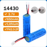 New 3.7V 650mAh 14430 Rechargeable Lithium Battery with Connector Wires USB Charging for Fan Flashlight Headlamp Walkie-talkie