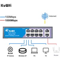 KuWFi 8 Port PoE Switch 100M 2 Gigabit Uplink Built-in Power – Ethernet Network Switch for CCTV IP Camera / WiFi Router image 4