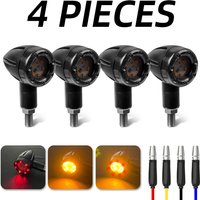 4Pcs Motorcycle Bike LED Amber + Red Turn Signal Brake Stop Light Blinker Light Indicator Bulbs 12V 13 LED 7.5*6*3.5cm