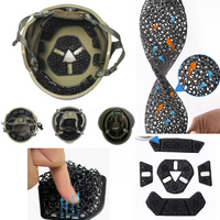 Tactical helmet 3D lattice lining with cooling, breathable and detachable cushioning damping pad