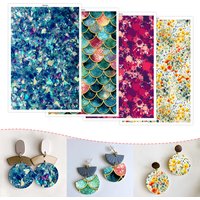 Fragment Scale Polymer Clay Transfer Paper Flower Inking Block Water Soluble Disposable Stickers for DIY Earring Jewelry Decal