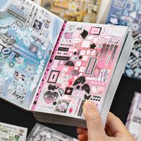 Korean Ins style manual account sticker book, sweet cool pink blue PET sticker, Guka DIY decoration material set