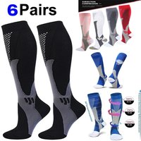 6 paires de chaussettes de compression 20-30 mmHg, bas de contention pour hommes et femmes, sport, marathon, cyclisme, football, varices, EU35-45