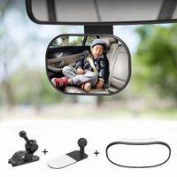 Car Rearview Mirror Wide View Safety Mirror For Infant Car Seats Clear Reflection 360° Adjustable with Clip and Adhesive Board