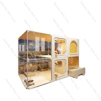 Panoramic Extra-Large Cat Cage,Indoor Free-Space Cat House with Bed&Toilet,Multi-Layer Pet Cage for Home,Ventilated Safe