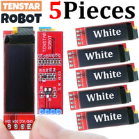 TENSTAR 5pcs 0.91 Inch OLED Module SSD1306 Driver Chip I2C 0.91" White 128X32 LCD LED Display 0.91" IIC Interface