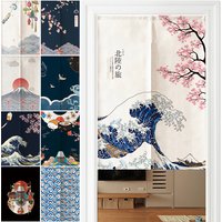 Japanische Leinen Tür Vorhang Noren Mount Fuji Wellen Trennwand Schlafzimmer Küche Home Eingang Dekor anpassbare Halb vorhang