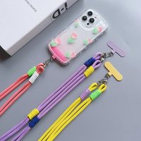 Universal Anti-loss Double Color Mobile Phone Lanyard Diagonal Span Long Rope Shoulder Strap Rope Fashion Safety Rope