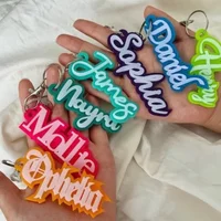 Personalized Acrylic Name Keychain Personalized Letter Colorful Keyring DIY Initial Name Tag Text Date Key Chain Girl Party Gift