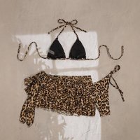 New Fashionable Instagram Style Korean Sweet Strapless and Neck Hanging Three Piece Set Sexy and Slimming Vacation Swimsuit