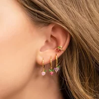 Fashion Summer Crystal Fruit Cute Cherry Pineapple Small Drop Earrings for Women Piercing Jewelry Dangle Earrings 2025 Trend
