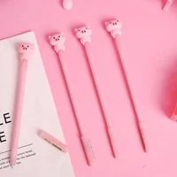 2pcs/set Candy Color Full Needle Black Gel Pen Pig Carbon Pen 0.5mm