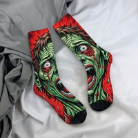 Crazy Zombie Retro Comic Socks Novelty Funny Men's Socks Casual Street Hip-Hop Socks Breathable Non-Slip Outdoor Sports Socks