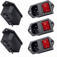 10A 250V 3 Terminal Power Socket with Fuse Holder Rocker Switch AC Power Cord Inlet Plug Socket