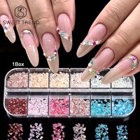 AliExpress SWEET TREND-12 Grid Crushed Stone Nail Charms Irregularity Crystal Gravel Mini Nail Rhinestones for DIY Manicure Accessories
