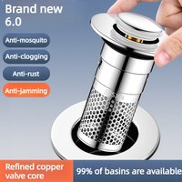 Stainless Steel Sink Drain Stopper Odor Proof Press Type Bouncing Core for BathroomWashbasin Universal Plumbing Accessories