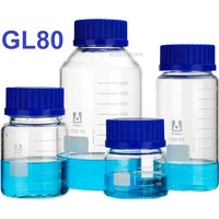 250ml/500ml/1000ml Graduated Round Glass Reagent Bottle Laboratory Transparent Sealed Bottle with Blue Screw Cap GL80