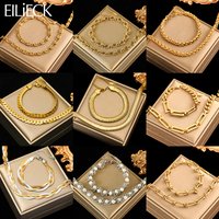 EILIECK 316L Stainless Steel Metal Cuban Chain Neckalces Bracelet Jewelry Set For Women Gold Color Neck Chain Collar Bijoux