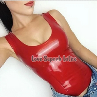 real & natural latex support cutom tailored suit women's tight vest tops in solid red color Halloween