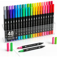 48/36/24/12Pcs Professional Dual-Tip Marker- Flexible Brush & Fine Point Pens, Essential Stationery for Illustration & Sketching
