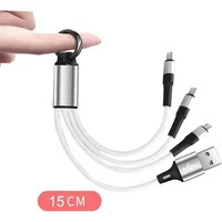 Short USB Multi Charging Cable, Keychain 3 in 1 Charger Cord for IP/Type C/Micro USB Port for Cell Phones/Samsung/Android/More